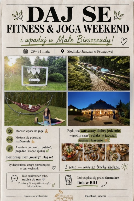 Weekend pełen ruchu, relaksu i kobiecej energii w sercu małych Bieszczad!
